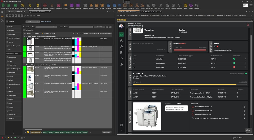 Dashboard ERP Infominds MPS Monitor